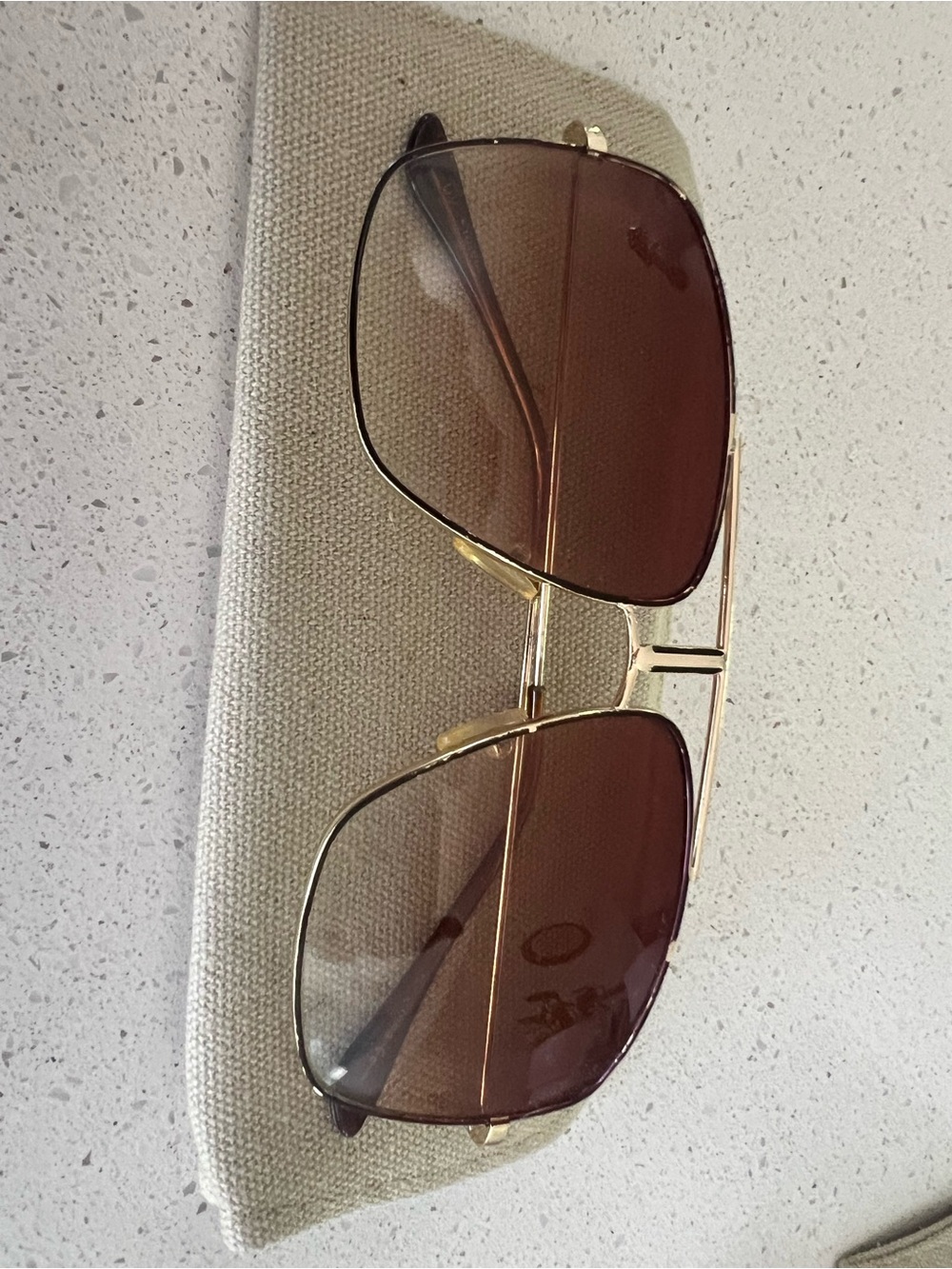 Gold Frame Sunglasses with Brown Lenses